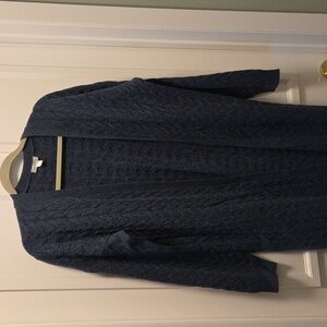 Garnet Hill Blue Cashmere Cable Knit Cardigan